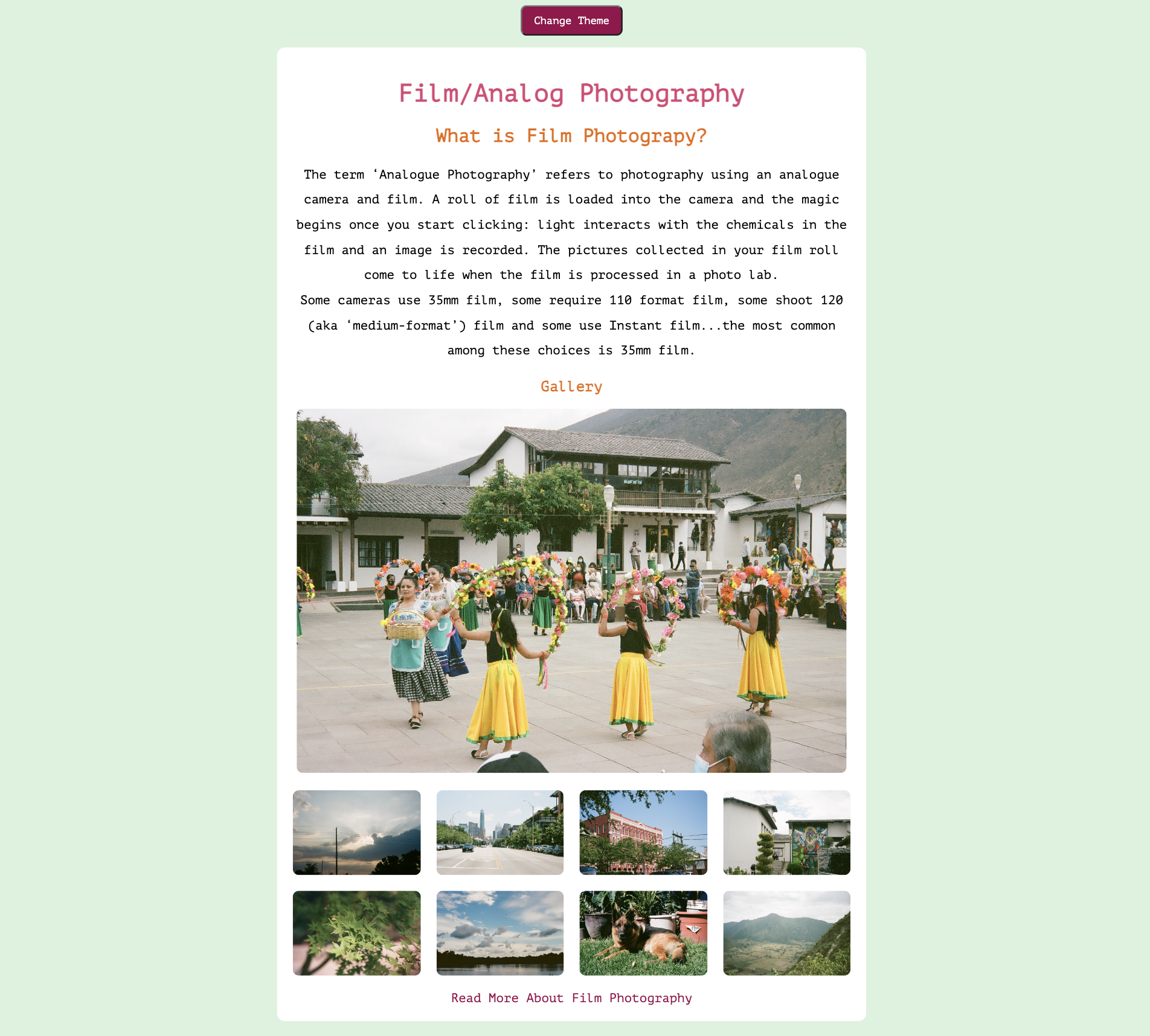 Intro to Film Photography Landing Page